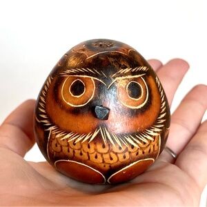 3/$15 🌞 Handcarved Owl Pumpkin Figurine, handmade in Peru